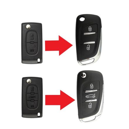 Citroen, Peugeot  2 gombos módosított kulcsház  