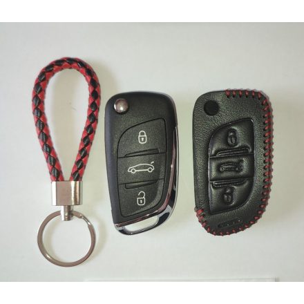 Bőr tok Peugeot Flip távirányító kulcshoz 3 gombos PG-C