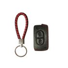 Bőr tok Peugeot Flip távirányító kulcshoz 2 gombos